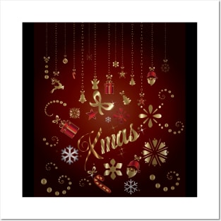 Xmas Pattern ( Golden Christmas Decoration) Posters and Art